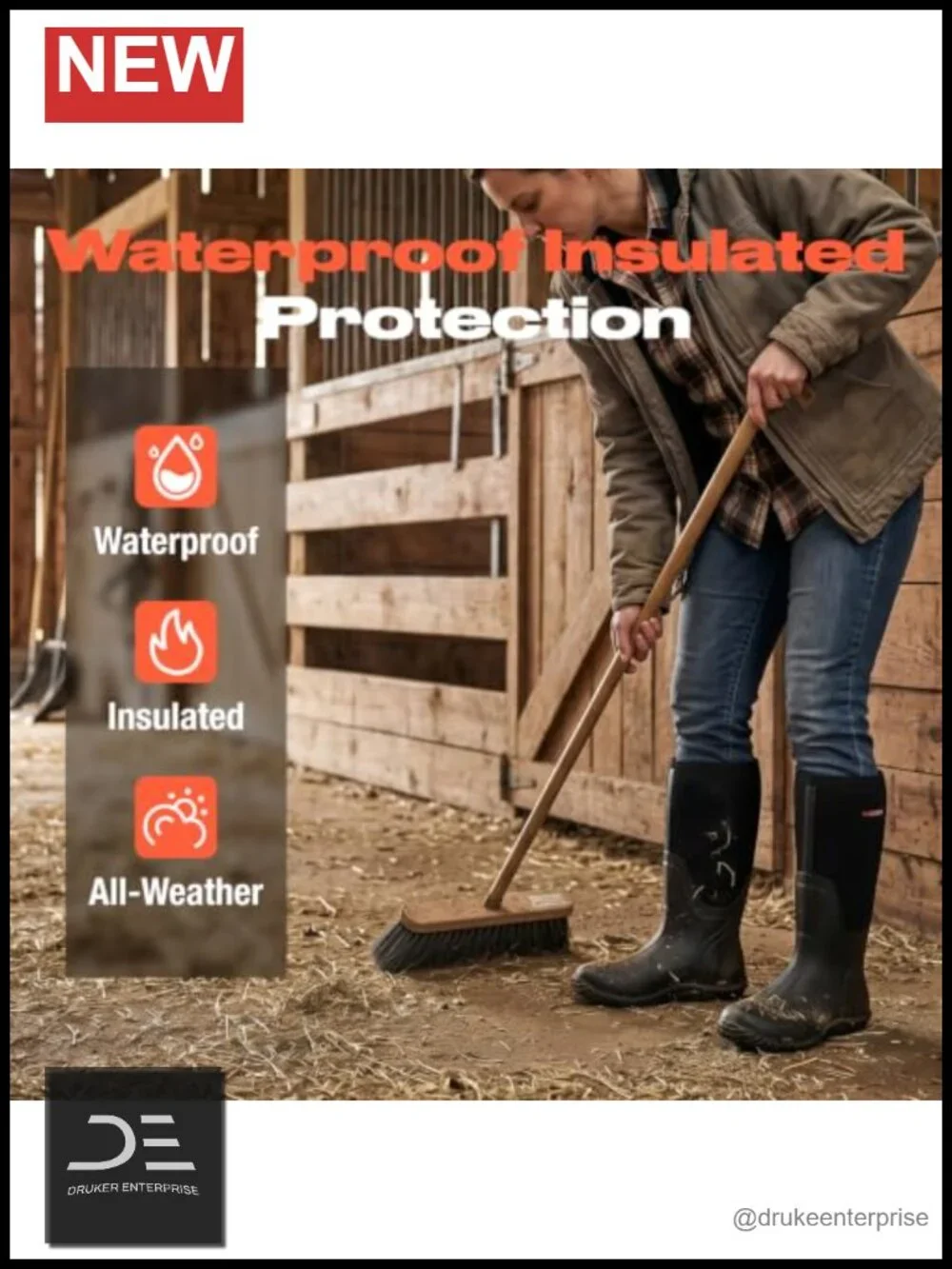Women's Waterproof Insulated Neoprene Rubber Rain Boots Anti-Slip Outdoor